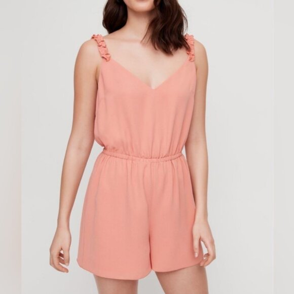Aritzia Wilfred white Melodie sleeveless romper with ruffle straps - Picture 2 of 7